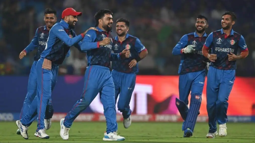 The Afghan players celebrate
